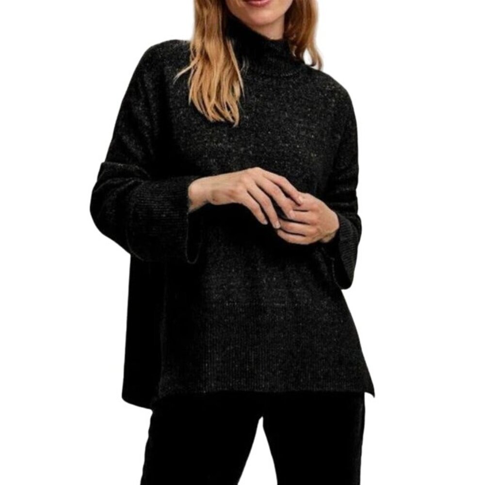 NEW Vero Moda Wind Highneck Pullover Oversized Sweater Stretchy Black Size M